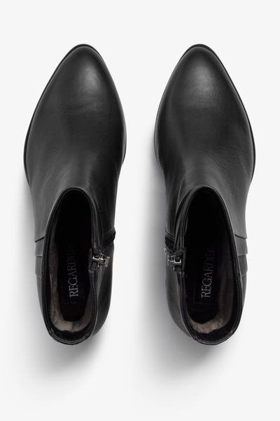 Lori black leather ankle boot - top view