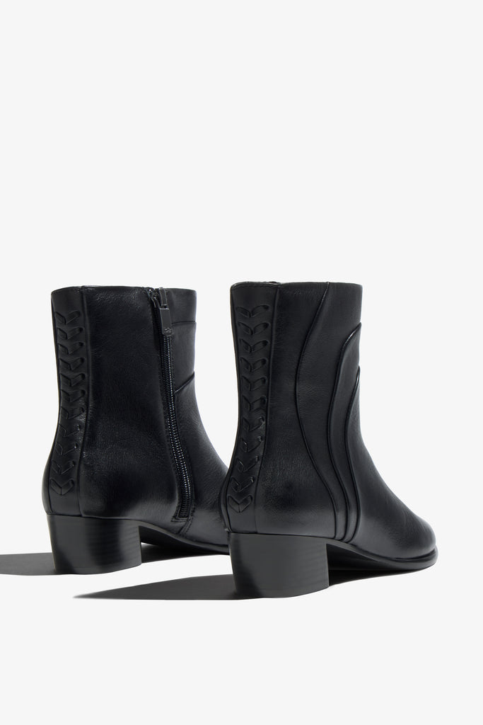 Lori black leather ankle boot - back view