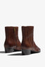 Lori brown leather ankle boot with quilted fold-over cuff showing interior - top view