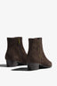 Lori brown suede ankle boot with block heel showing interior - top view