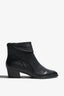 Lori black leather knee-high boot with ruched upper and block heel - side view