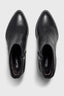 Lori black leather knee-high boot with ruched upper and block heel - back view