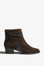 Lori olive suede ankle boot with fold-over cuff - side view