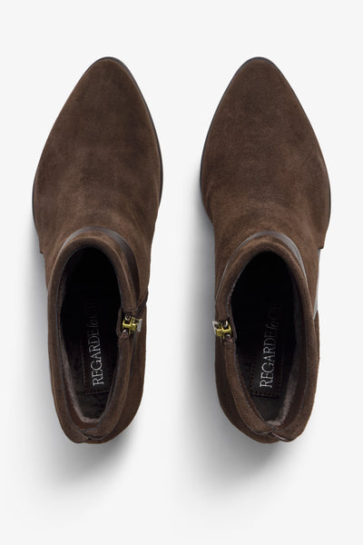 Lori olive suede ankle boot with fold-over cuff - top view