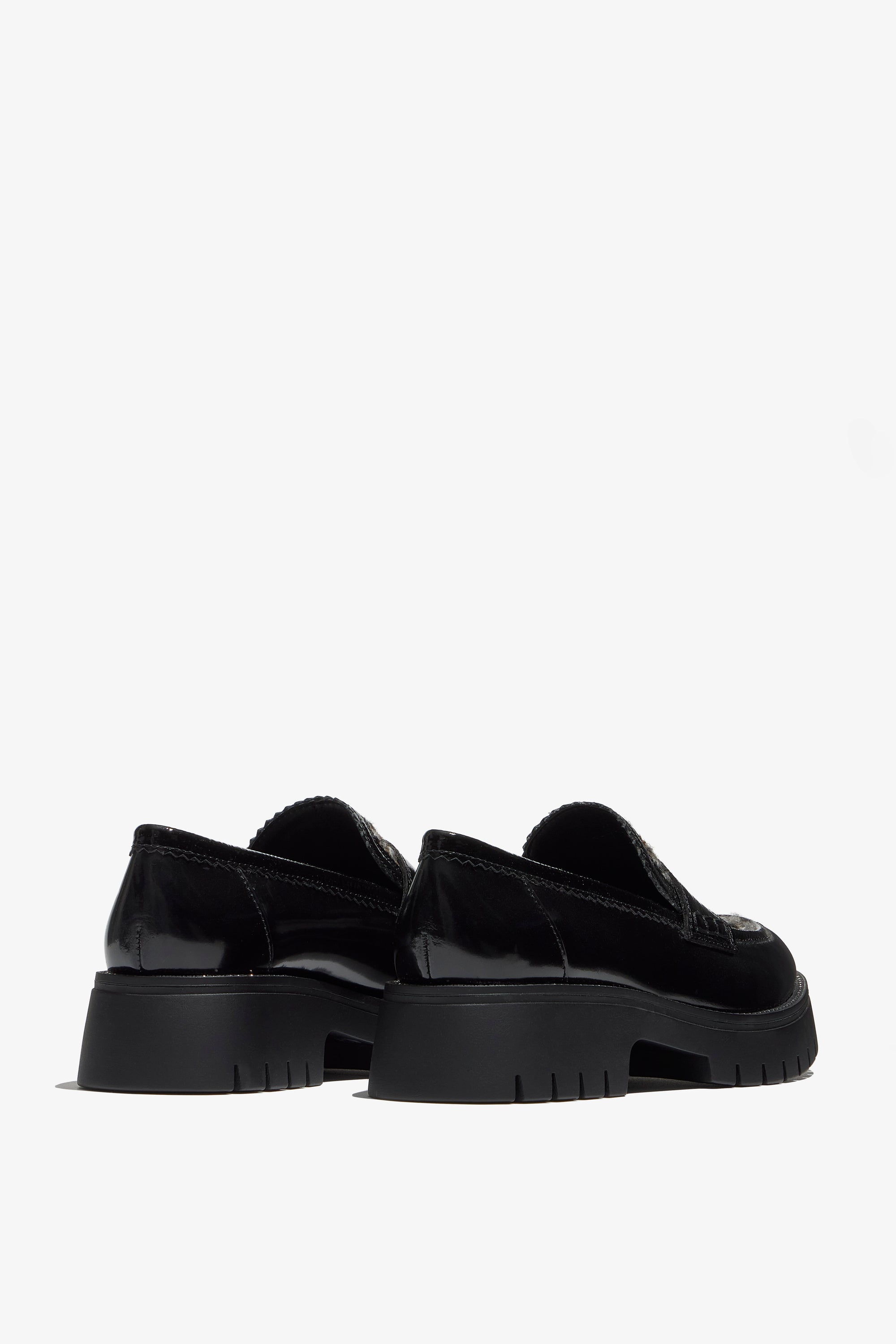 Leticia-02 Black Boucle women leather moccasin - Regarde Le
