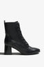 Millie black leather ankle boot with lace-up detail - side view