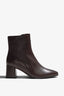 Millie brown leather ankle boot with braided side trim and block heel - side view