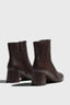 Millie brown leather ankle boot with braided detail showing interior lining - top view