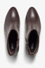 Millie brown leather ankle boot with braided side accent and block heel - back view