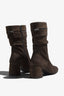 Neva charcoal suede knee-high boot with ruched shaft - back view