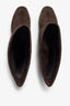 Neva brown suede knee-high boot with ruched shaft and block heel - back view