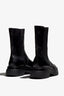 black delice biker boot with 60 mm platform, zipper, textile lining, IP mould sole, and accentuated stitching.