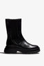 black delice biker boot with 60 mm platform, zipper, textile lining, IP mould sole, and accentuated stitching.