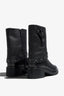 Renee black leather mid-calf boot with studded ankle strap - back view