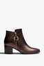ebano metallic leather ankle bootie, 60 mm, zipper, metal accessories, accentuated stitching, block heel, rubber sole.